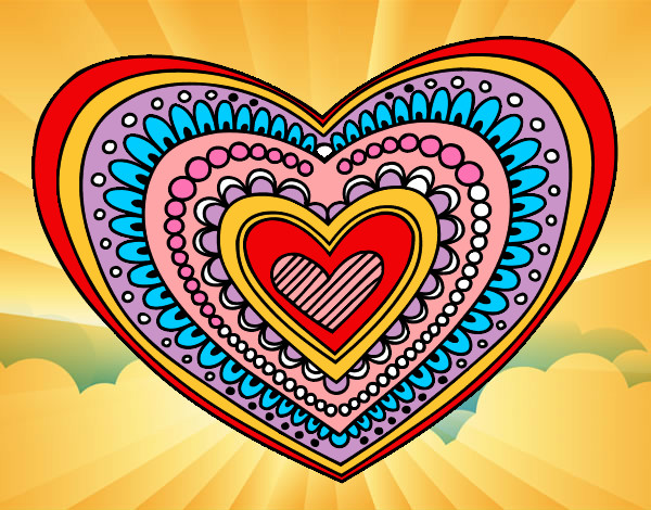 Desenho Mandala coração pintado por kakkak