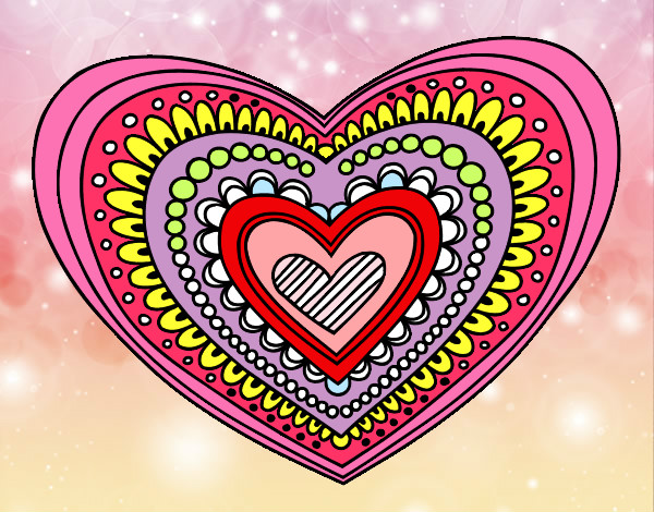 Desenho Mandala coração pintado por yasmin01