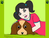 Desenho Menina a abraçar o seu cão pintado por dhebora