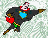Desenho Super herói enorme pintado por Ashley