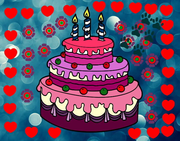 Desenho Torta de Aniversário pintado por eucileine