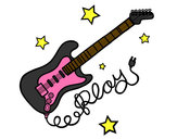 Desenho Guitarra e estrelas pintado por MCEPF