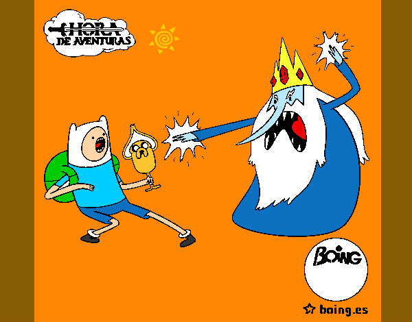 Desenho Ice Rei contra Finn pintado por Guilerme