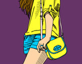 Desenho Menina com saco pintado por LaraCosta