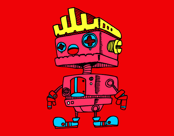 Desenho Robot com Moicano pintado por LaraCosta