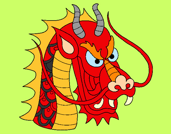 Desenho Cabeça de dragão pintado por giovanny