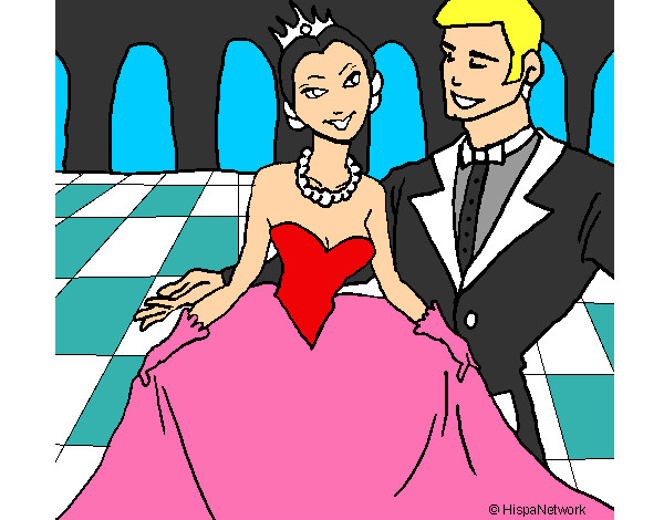 Desenho Princesa e príncipe no baile pintado por dairiny