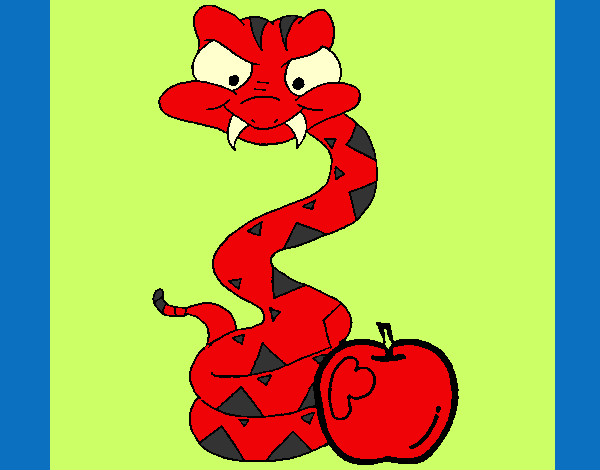 Desenho Serpente e maçã pintado por giovanny