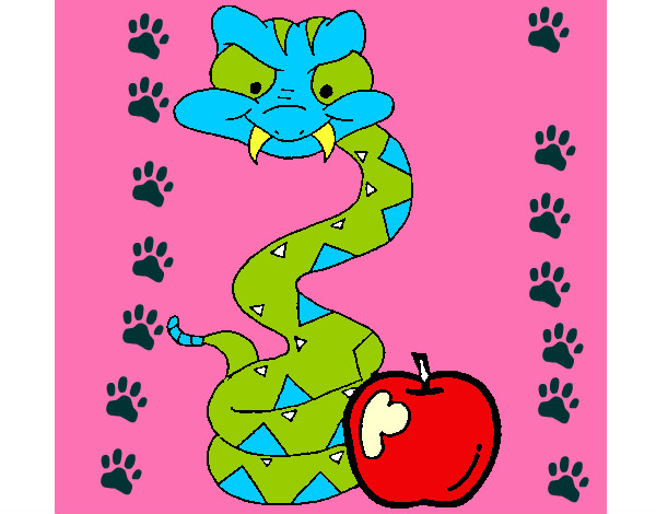 Desenho Serpente e maçã pintado por rebeldes