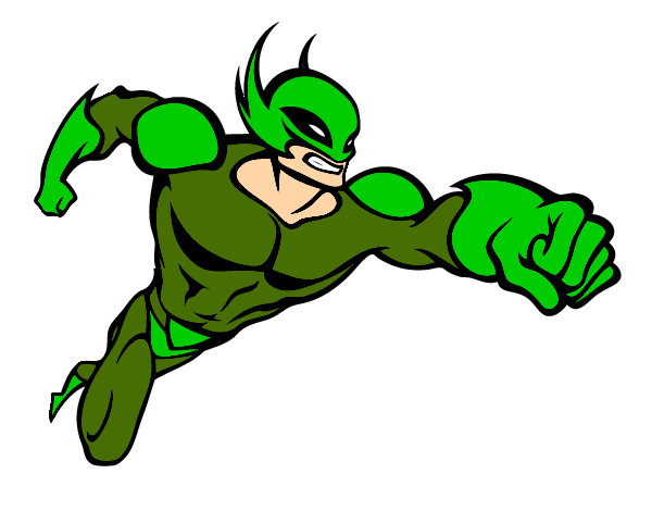 Desenho Super-herói sem uma capa pintado por hulk