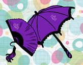 Desenho Leque e guarda-chuva pintado por liara