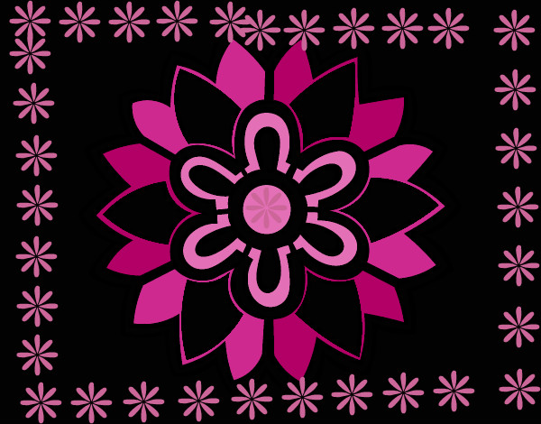 Desenho Mandala em forma flor weiss pintado por liara