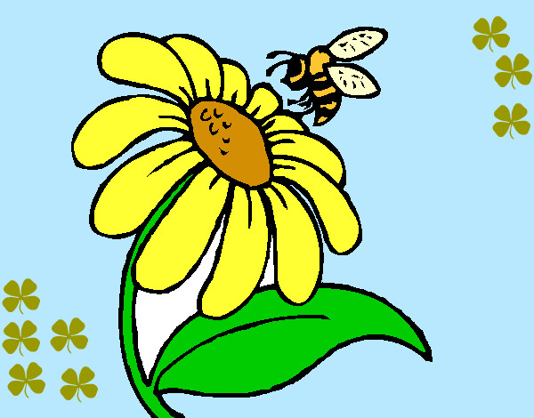 Desenho Margarida com abelha pintado por Marinha