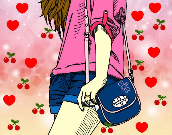 Desenho Menina com saco pintado por Bruna-2012