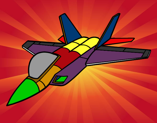 Desenho Avião caça pintado por PupuBiel
