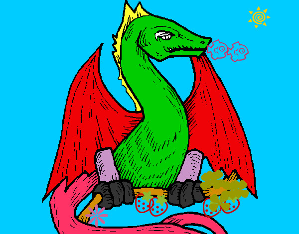 Desenho Dragão  2 pintado por Iago
