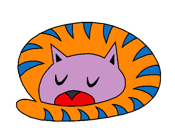 Desenho Gato a dormir pintado por RAFFINHA