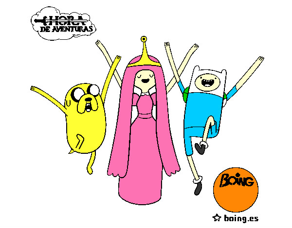 Desenho Jake, Princesa Bubblegum e Finn pintado por Guilerme