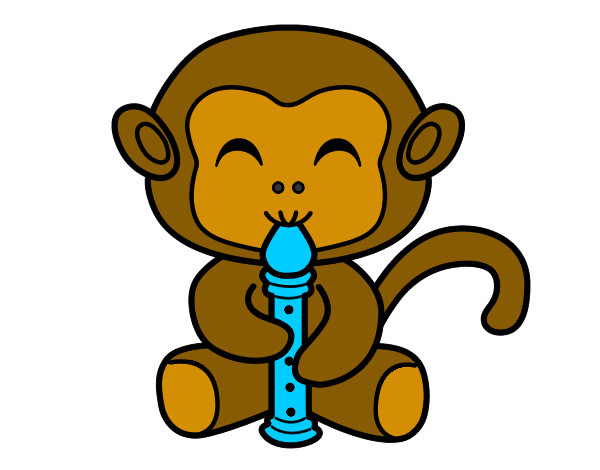 Desenho Macaco flautista pintado por Pedroca