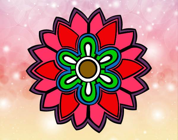 Desenho Mandala em forma flor weiss pintado por vito