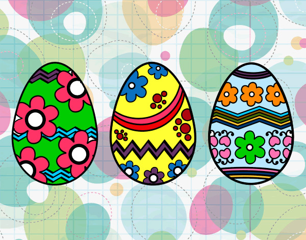 Desenho Três ovos de Páscoa pintado por vito
