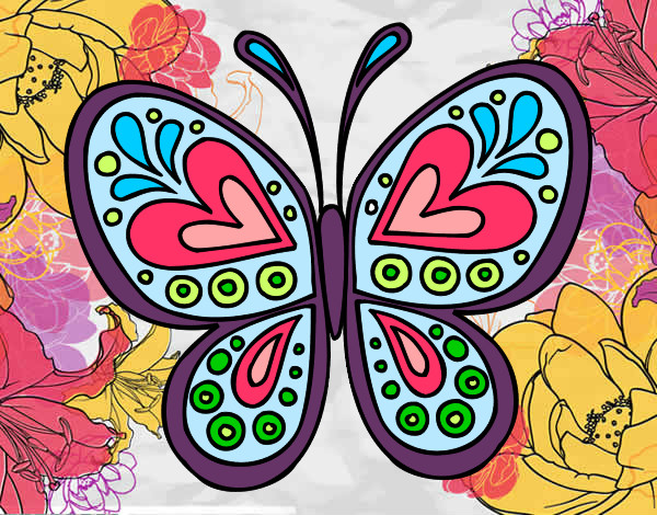 Desenho Mandala borboleta pintado por Tatimaria