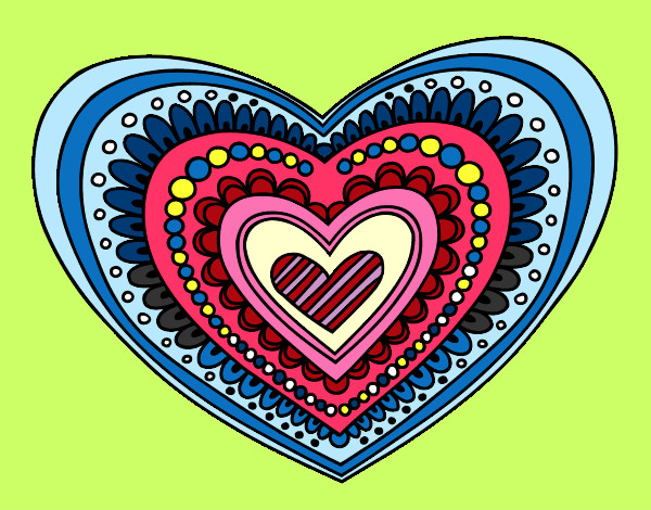 Desenho Mandala coração pintado por betinha