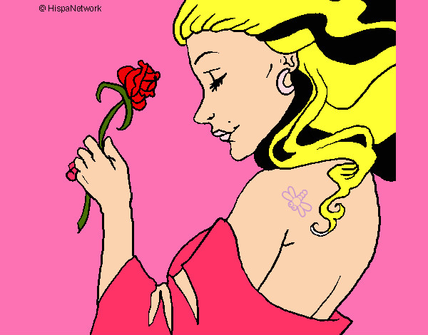 Desenho Princesa com uma rosa pintado por bellinha