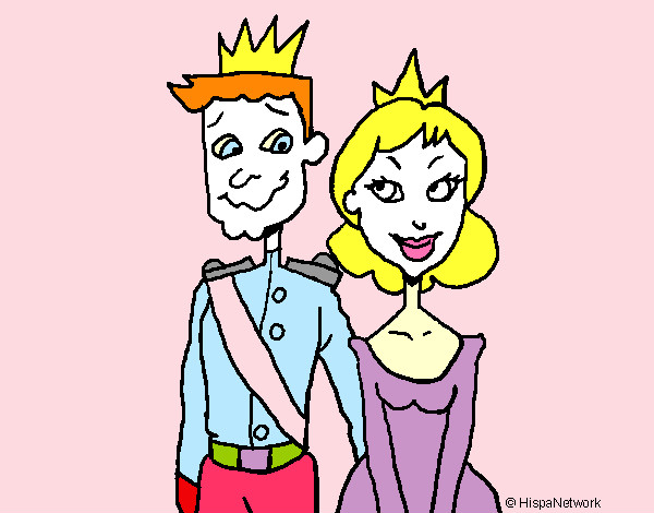 Desenho Príncipe e princesa pintado por narinha