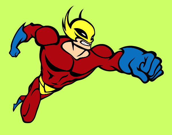 Desenho Super-herói sem uma capa pintado por NBalduino