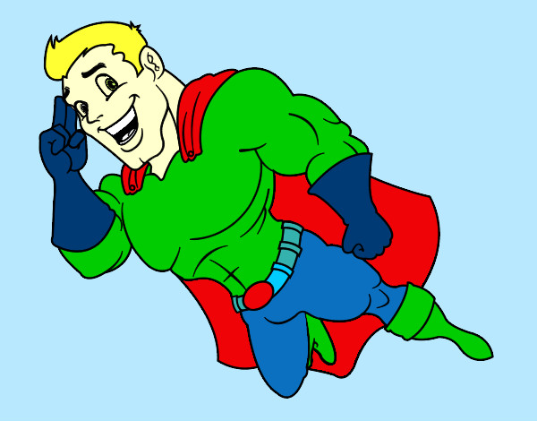 Desenho Superherói voando pintado por Alany