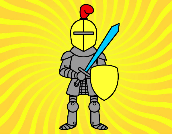 Cavaleiro de espada de diamante e escudo de ouro