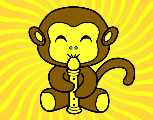 Desenho Macaco flautista pintado por marianapat
