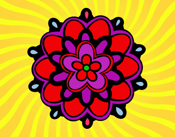 Desenho Mandala com uma flor pintado por tatafofa