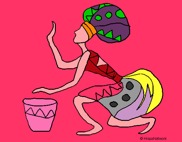 Desenho Mulher com tambor pintado por Aiacom