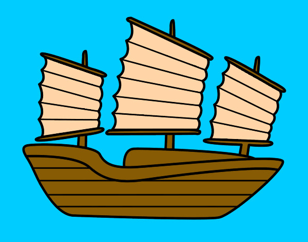 Desenho Navio oriental pintado por lukinhas