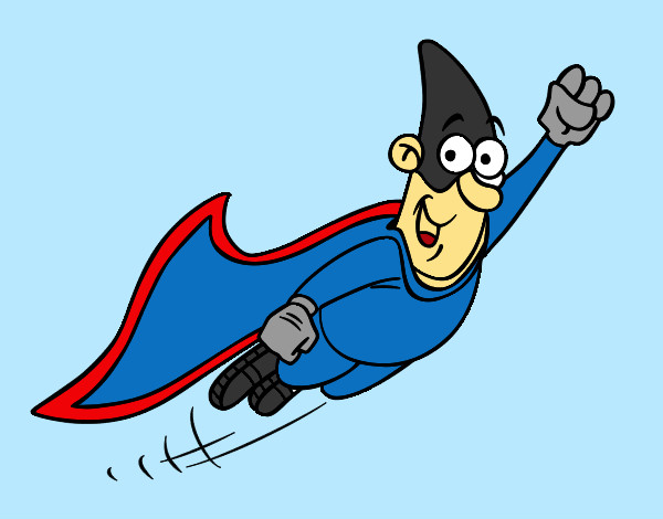 Desenho Super-herói voando pintado por Luisinho
