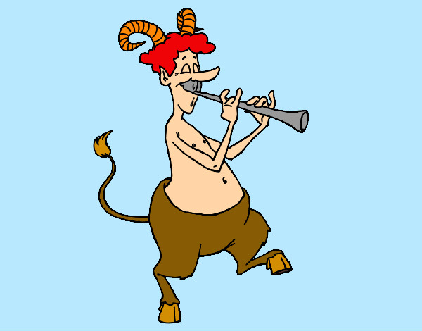Desenho Fauno tocando a flauta pintado por tricknina