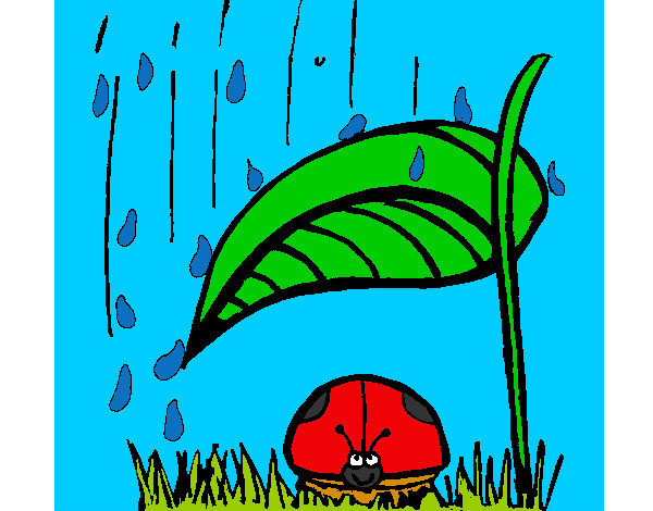 Desenho Joaninha protegida da chuva pintado por Leal