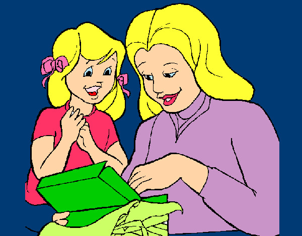 Desenho Mãe e filha pintado por marcella