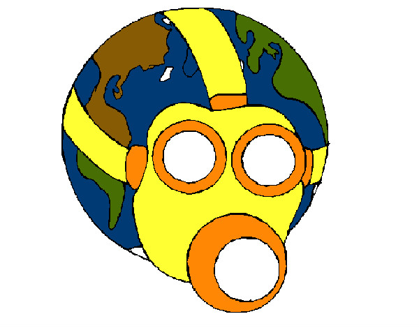 Desenho Terra com máscara de gás pintado por Chrisklein
