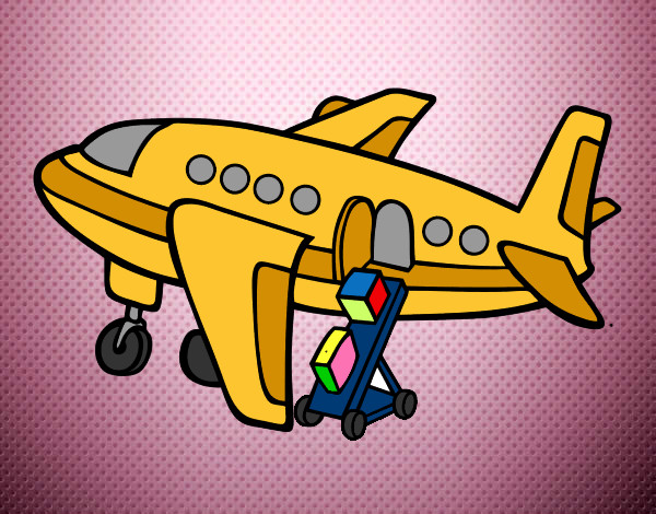 Avião levando bagagem