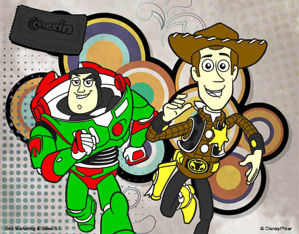 Desenho Buzz e Woody pintado por Luan1