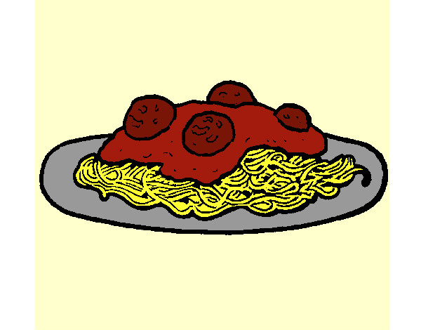 Desenho Esparguete com carne pintado por abirelag