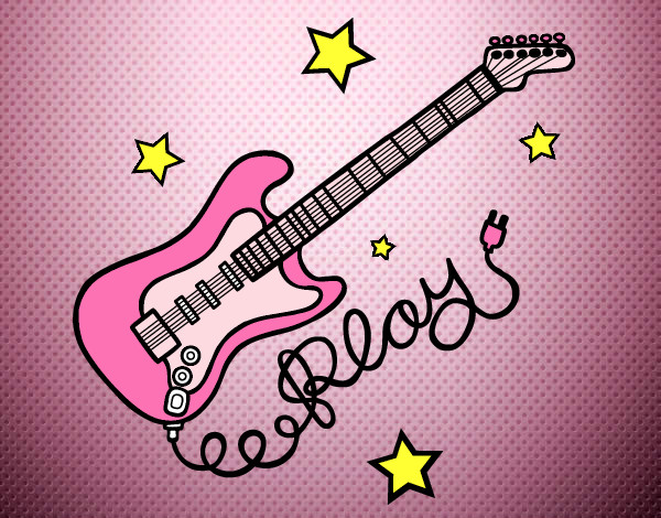 Desenho Guitarra e estrelas pintado por Mihh