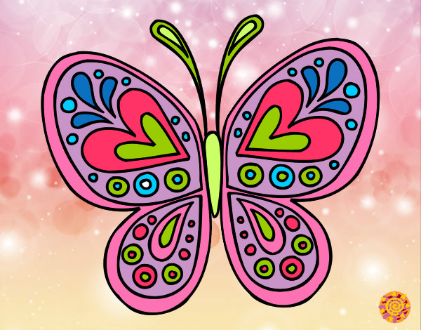 Desenho Mandala borboleta pintado por Stephanie 