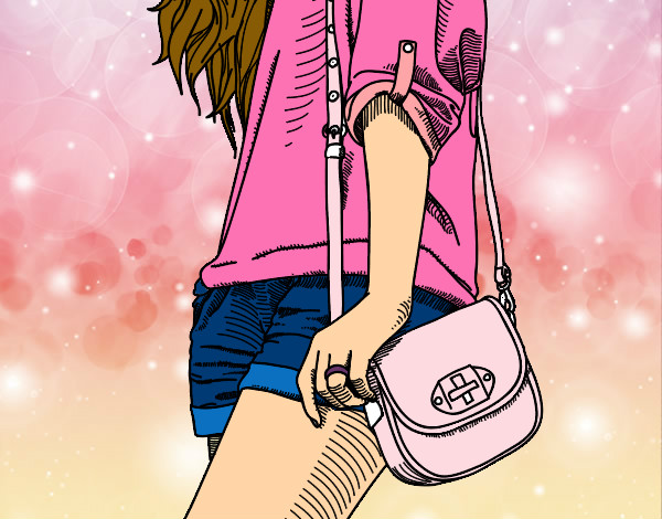 Desenho Menina com saco pintado por Bruna-2012