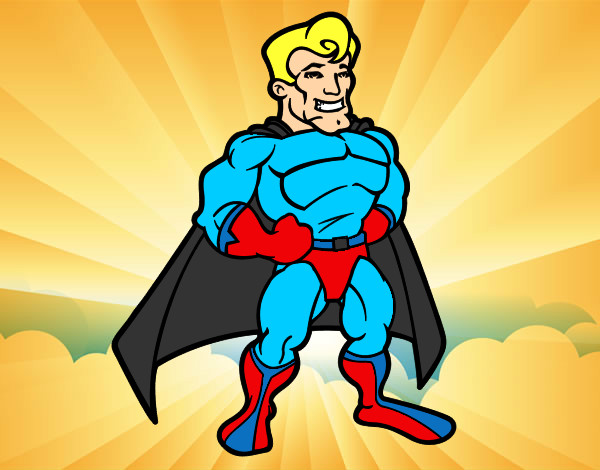 Desenho Super-herói musculoso pintado por BiaLoka