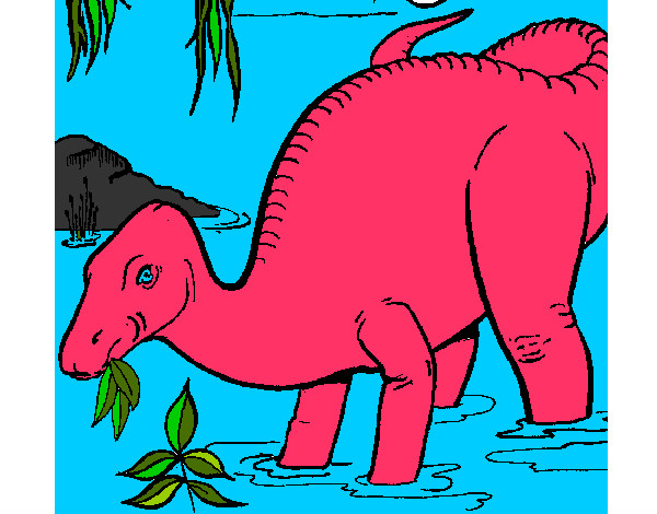 Desenho Dinossauro a comer pintado por luce