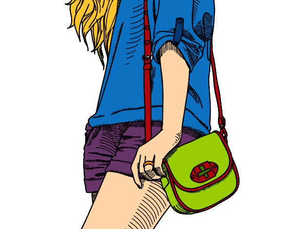 Desenho Menina com saco pintado por lininha
